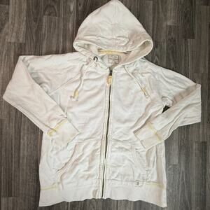 FatFace Hoodie Jacket Women’s M Ivory White Zip Up Hooded Terrycloth UK Brand